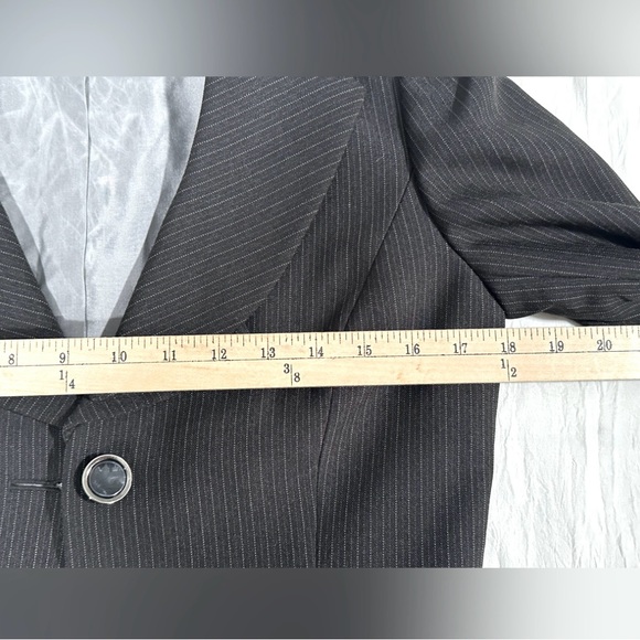 TAHARI ASL Blazer Jacket Black White Pinstripes Button Down Long Sleeve Size 4 - Picture 9 of 12
